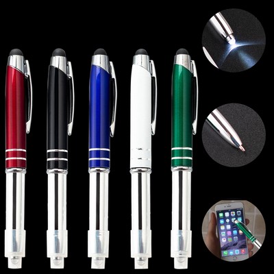 Ballpoint Pen With Stylus Tip, Multi-Function Capacitive Pen with LED Flashlight